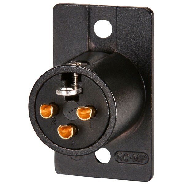 Main product image for Neutrik NC3MP-B XLR Panel Mount Male Black Gold 092-015